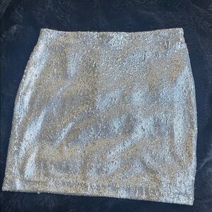 White House Black Market Shimmering Silver Mini Skirt
